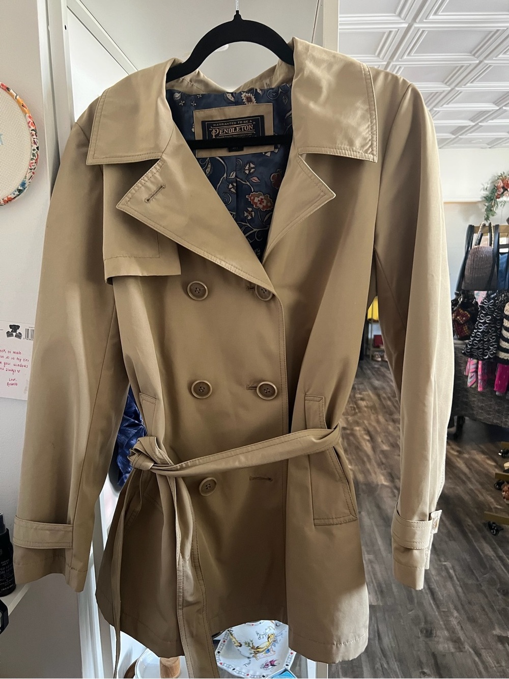 Pendleton Beige Double-Breasted Trench Coat with Belt